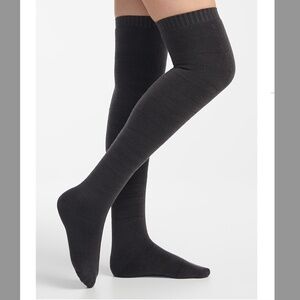 Lemon gray terry-lined tigh-highs overknee socks NWT